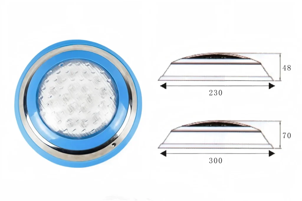 Small blue edge swimming pool light