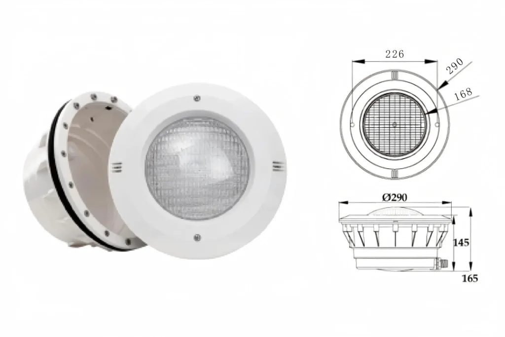 Embedded film swimming pool light