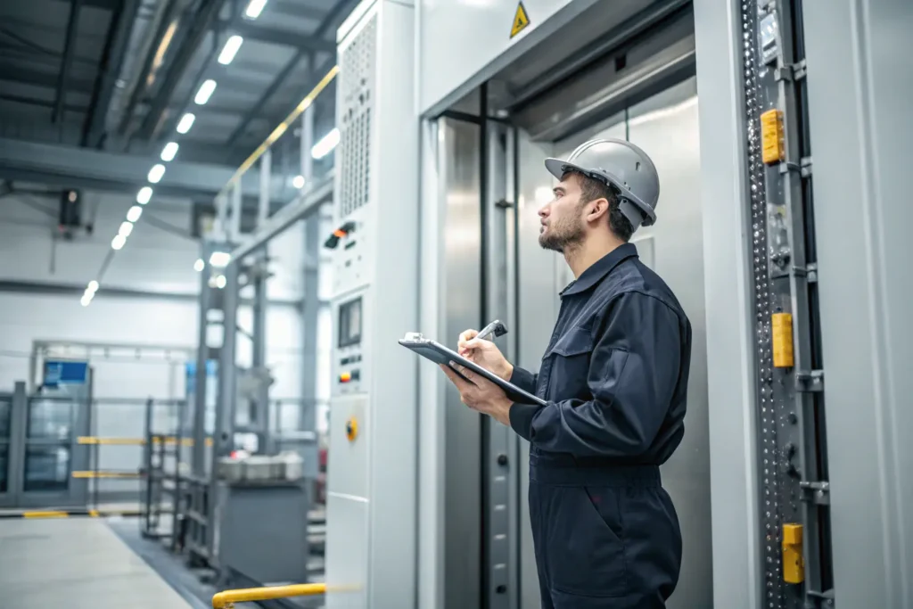 engineer-inspecting-elevator-machinery